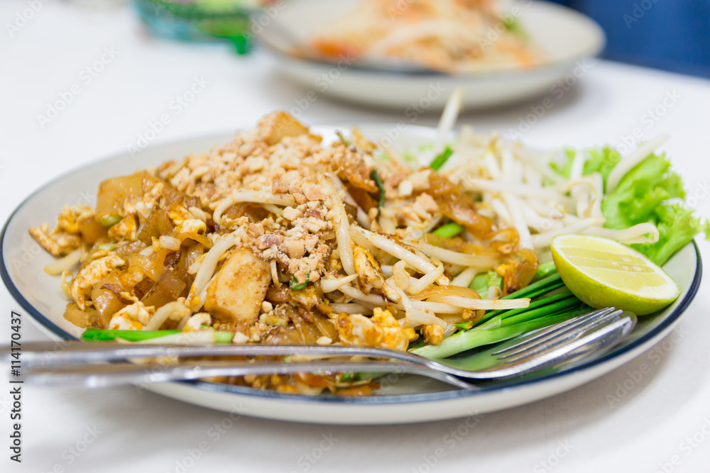 Thai food Pad thai , Stir fry noodles in padthai style (selectiv Thai food Pad thai , Stir fry noodles in padthai style (selectiv