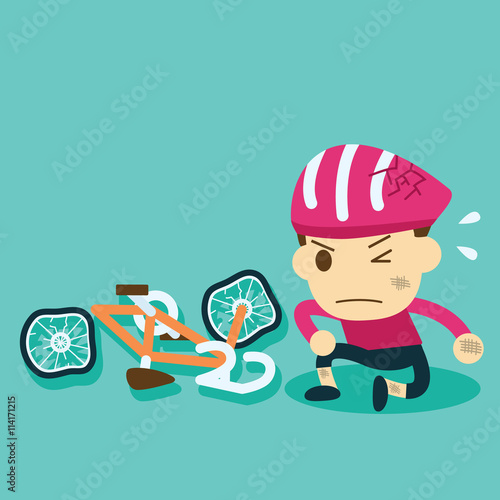 the helmet protects cyclists.bicycle accident.