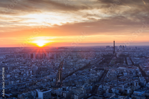 PARIS - MAY 1 : Eiffel Tower brightly illuminated at dusk on May © kanuman