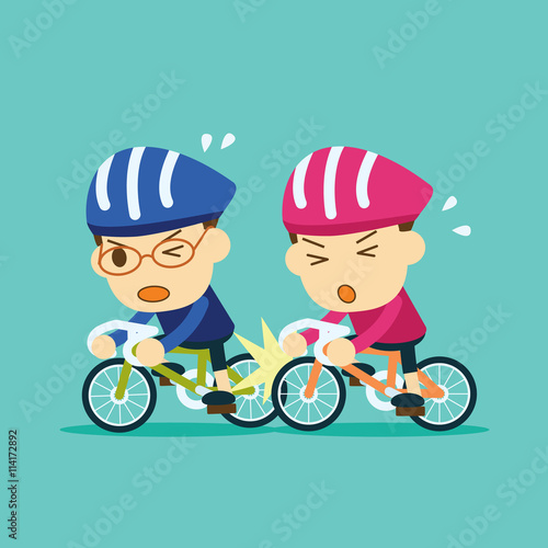 two cyclists collided. bicycle accident.