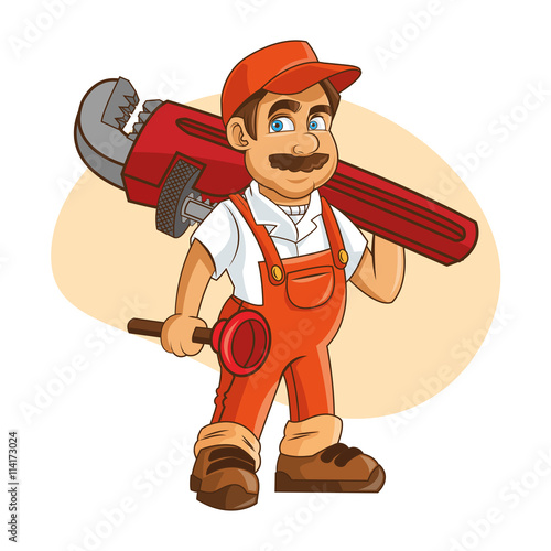 Plumbing service. Plumber cartoon design. vector graphic