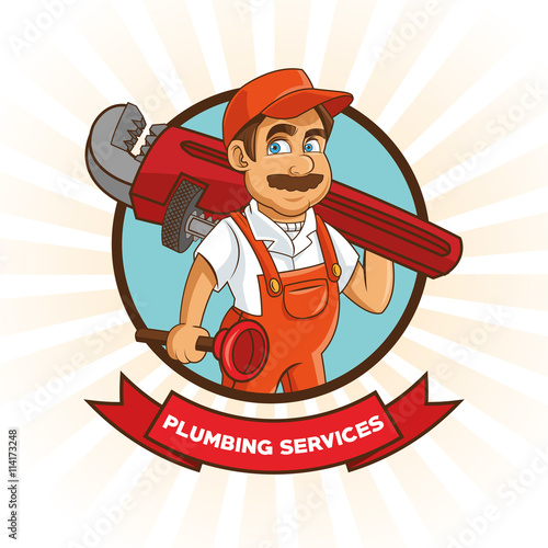 Plumbing service. Plumber cartoon design. vector graphic