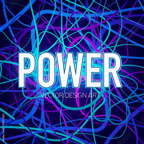 Neon shapes, abstract composition, Power, bright background, a tangle of colored shapes, vector design art