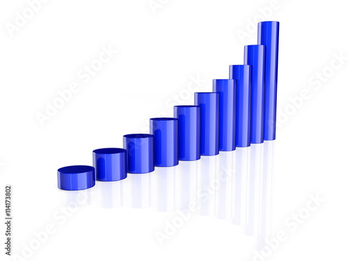 3d business growth bar graph curve