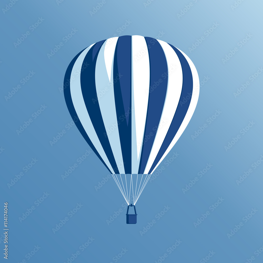 vector illustration of a hot air balloon floating in the blue sky Stock ...