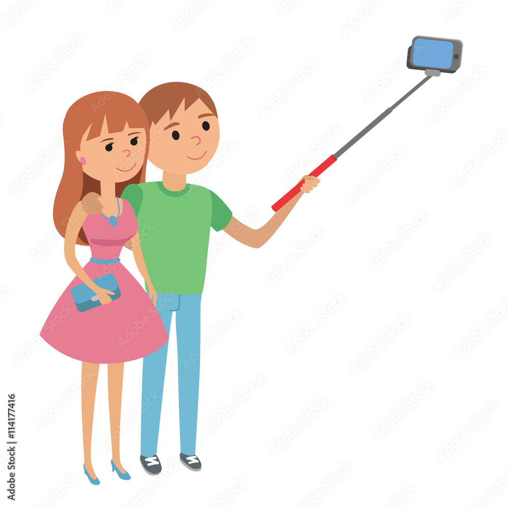 Selfie couple man and woman vector illustration. Selfie couple man and woman vector illustration.
