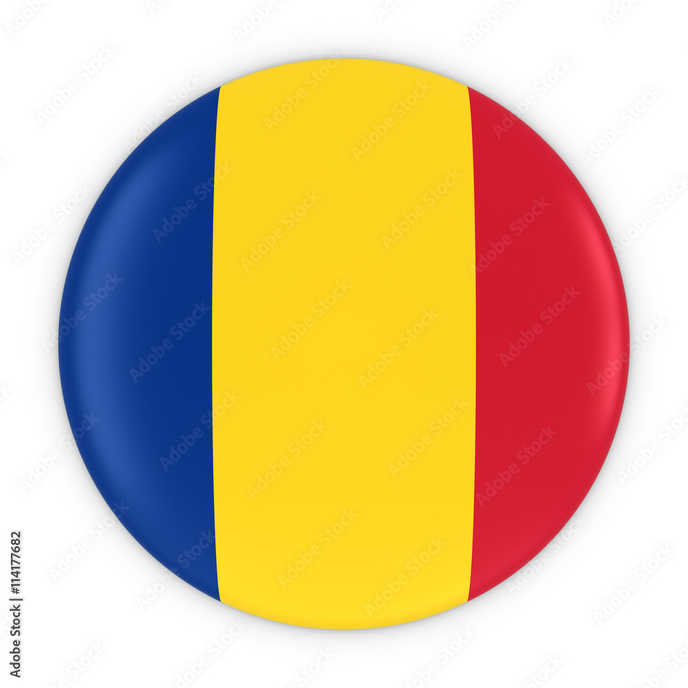 Romanian Flag Button - Flag of Romania Badge 3D Illustration