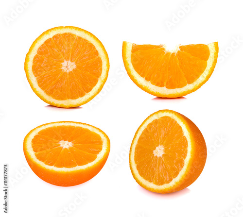 set of slice orange fruit isolated on white background
