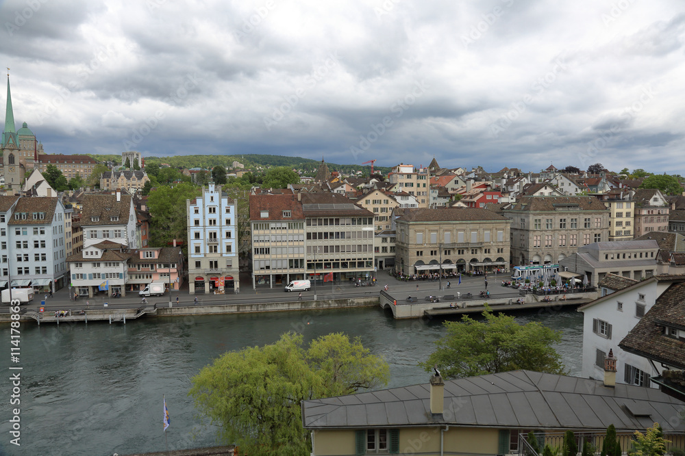 The charming architecture of the largest Swiss city of Zurich