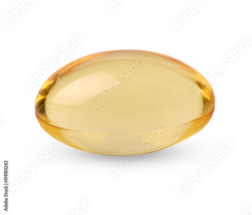 Fotografie Cod liver oil omega 3 gel capsules isolated on white background