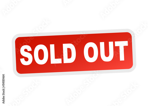 Sold out. Red flat vector illustration