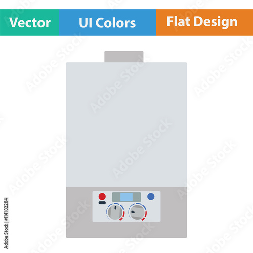 Gas boiler icon. Flat color design. Vector illustration.