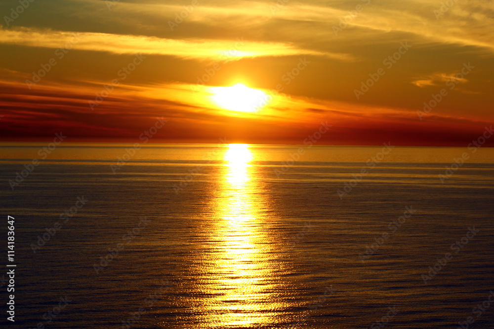The sunset at the sea