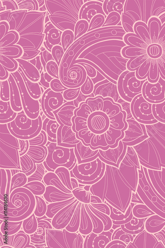 Seamless pattern with stylized flowers. Ornate zentangle seamless texture  pattern with abstract flowers. Floral pattern can be used for wallpaper  pattern fills  web page background.