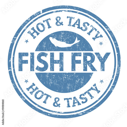 Fototapet Fish fry stamp