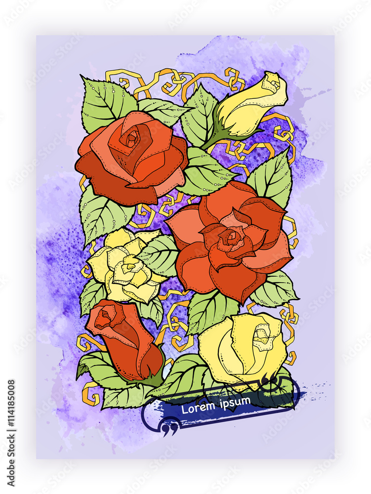 Floral card. Hand drawn artwork with abstract flowers. Background for web, printed media design. Banner, business card, flyer, invitation, greeting card, postcard. Floral card. Hand drawn artwork with abstract flowers. Background for web, printed media design. Banner, business card, flyer, invitation, greeting card, postcard.