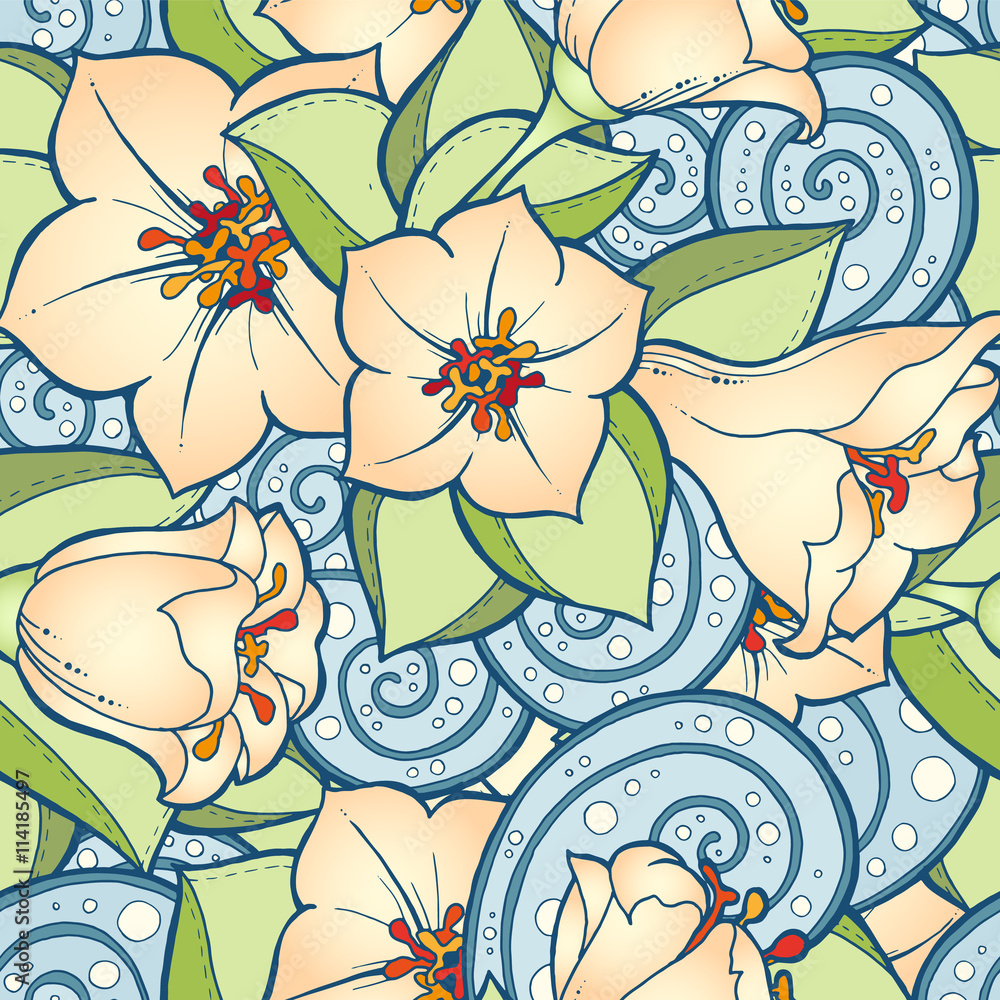 Seamless pattern with stylized flowers. Ornate zentangle seamless texture, pattern with abstract flowers. Floral pattern can be used for wallpaper, pattern fills, web page background. Seamless pattern with stylized flowers. Ornate zentangle seamless texture, pattern with abstract flowers. Floral pattern can be used for wallpaper, pattern fills, web page background.