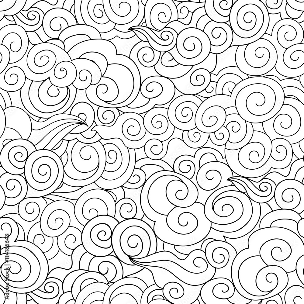 Fototapeta premium Abstract swirls seamless pattern Ocean wave background
