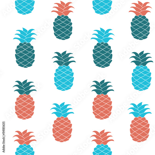 Seamless pineapple pattern Vector illustration. Hand drawn repeated pattern for web, print, wallpaper, fashion fabric, textile design, background invitation card or holiday decor
