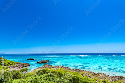 Sea  coast  shore  landscape  seascape. Okinawa  Japan  Asia.