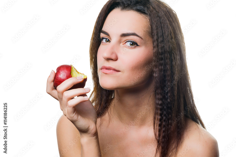 the woman eats an apple the woman eats an apple