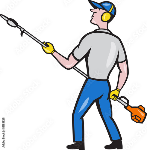 Gardener Hedge Trimmer Isolated Cartoon