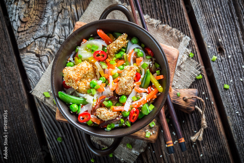 Noodles with vegetables and...