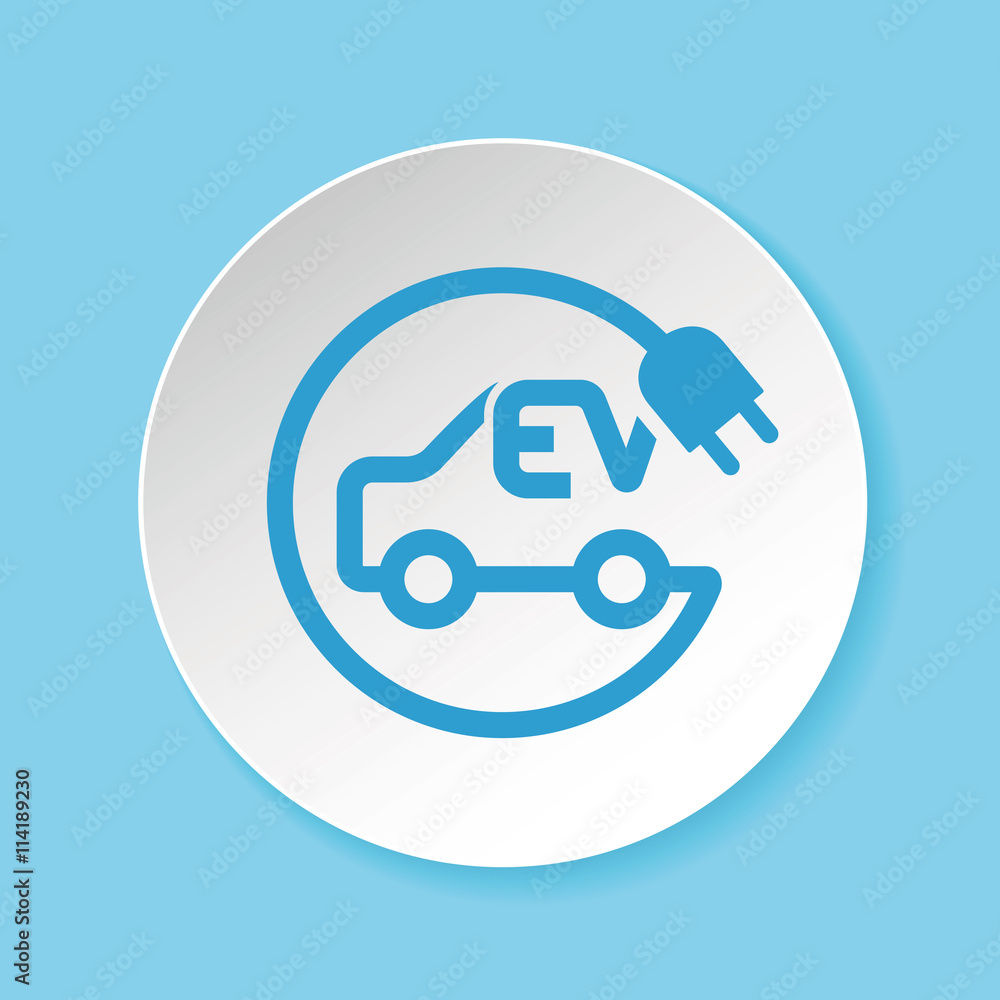 Electric car and plug symbol for EV charging spot concept Electric car and plug symbol for EV charging spot concept