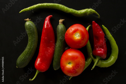 fresh vegetables on black