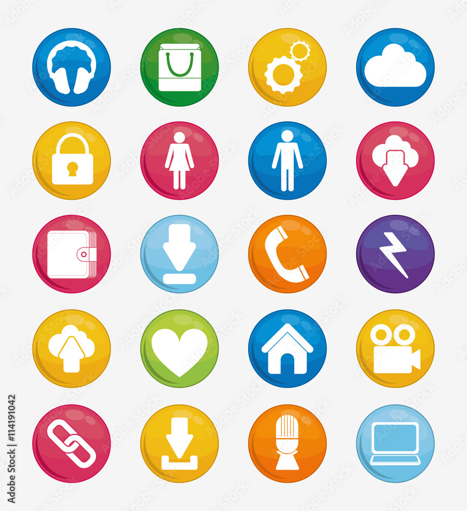 Multimedia icon set. Social media design. vector graphic Multimedia icon set. Social media design. vector graphic