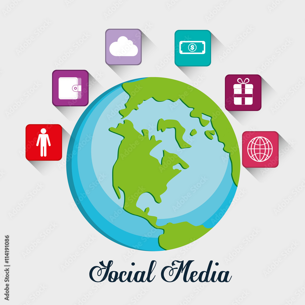 Multimedia icon set. Planet design. vector graphic Multimedia icon set. Planet design. vector graphic