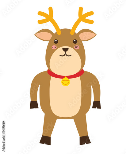 Kawaii deer icon. Merry Christmas design. vector graphic