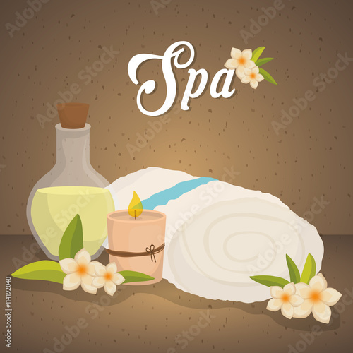 candle and towel icon. Spa center design. Vector graphic