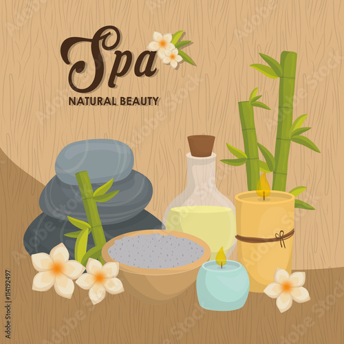 Stones and decoration. Spa center design. Vector graphic