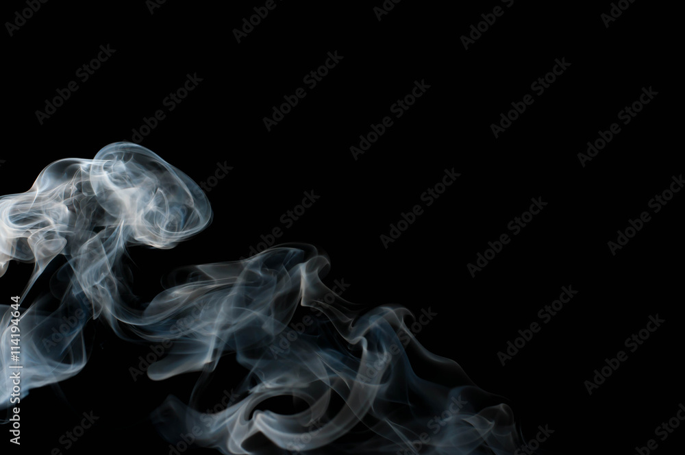 Fototapeta premium Abstract fog or smoke move on black color background