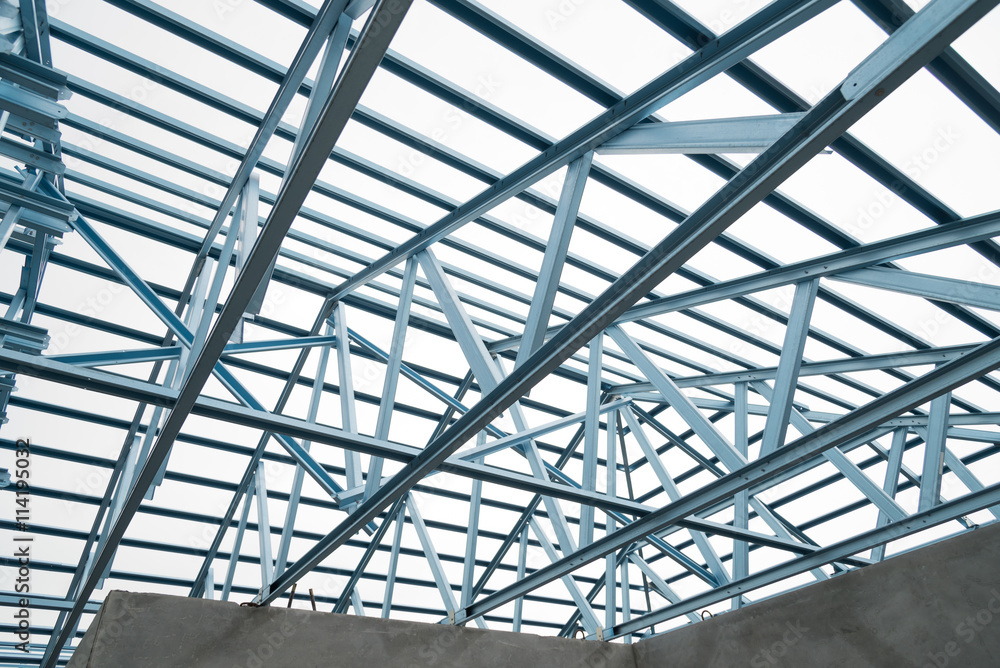 Structure of steel roof. Structure of steel roof.