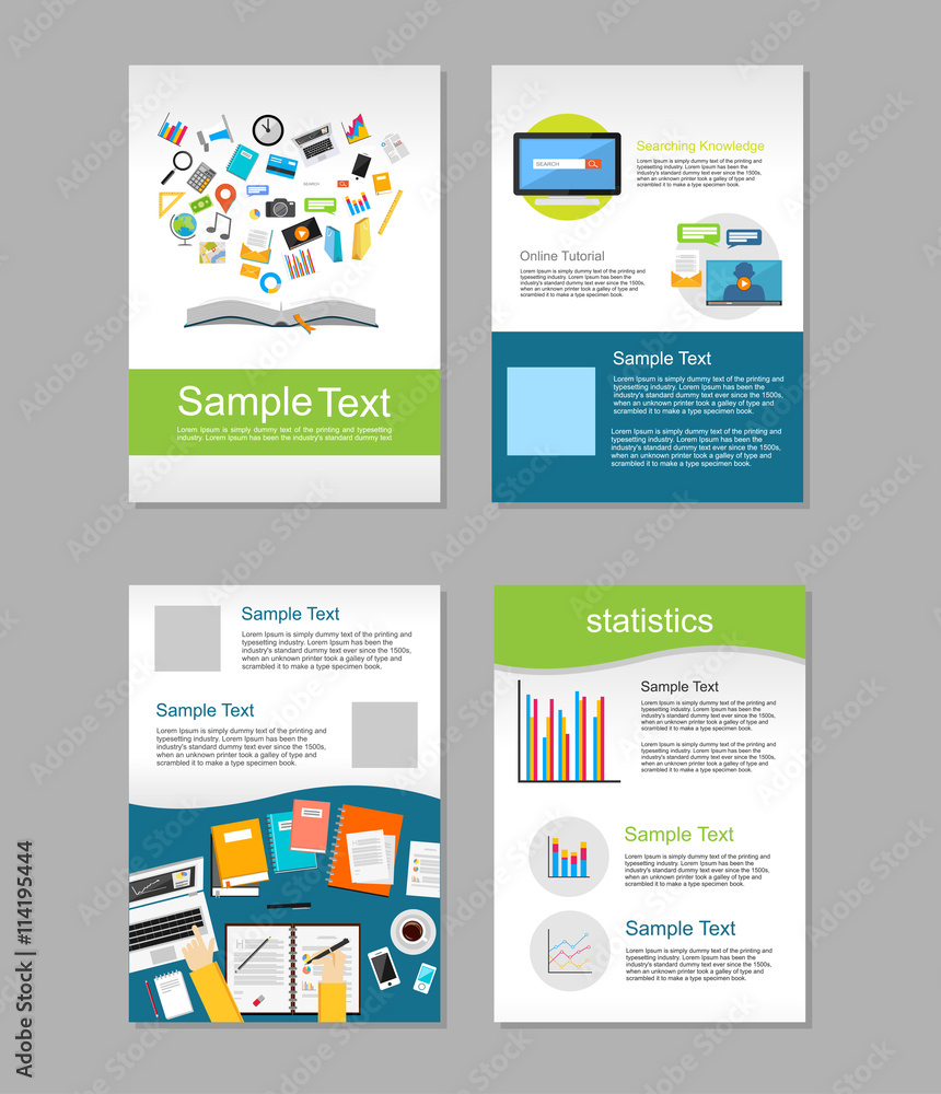 Set of Flyer. Brochure Design Templates. Education Infographic Concept. E-learning Concept.
