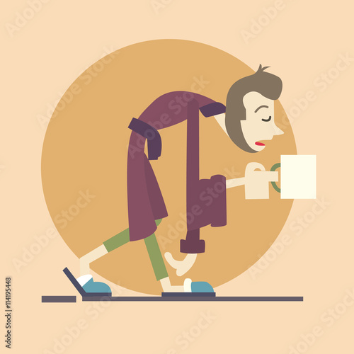 man lazy bring morning coffee just wake up