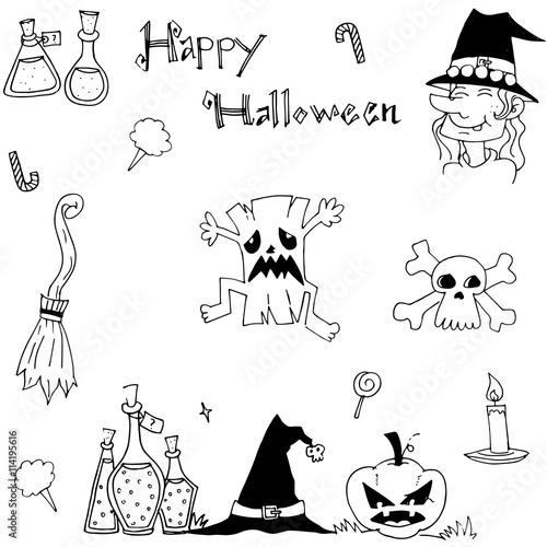 Fototapeta Naklejka Na Ścianę i Meble -  Doodle of Element Halloween for kids