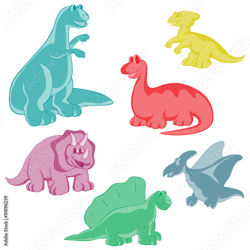 Set. Funny colored dinosaurs