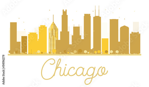 Chicago City skyline golden silhouette.