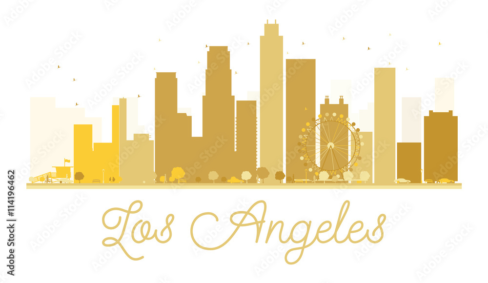 Los Angeles City skyline golden silhouette. Los Angeles City skyline golden silhouette.