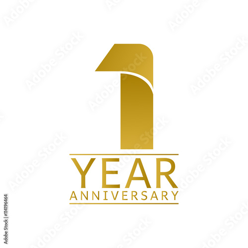 Simple Gold Anniversary Logo Vector Year 1