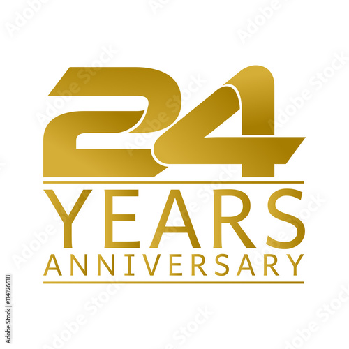 Simple Gold Anniversary Logo Vector Year 24