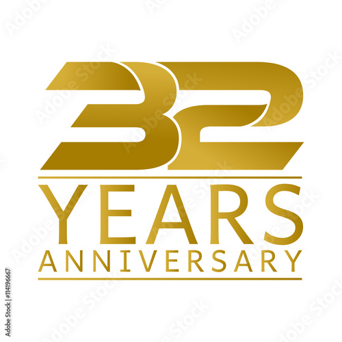 Simple Gold Anniversary Logo Vector Year 32