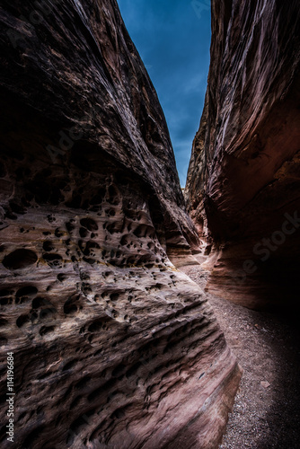 Narrow Path through beautiful slot canyon Little Wild Horse near Goblin Valley Utah USA