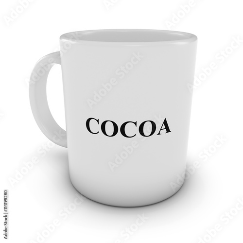 White Cocoa Mug Isolated on White Background 3D Illustration