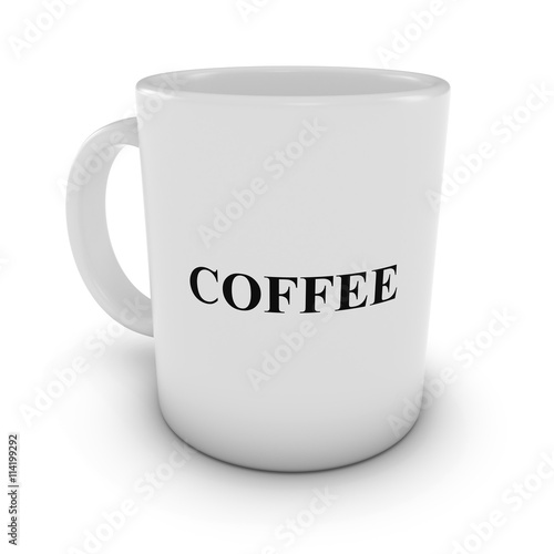 White Coffee Mug Isolated on White Background 3D Illustration