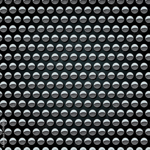 Metal studs on black background seamless pattern
