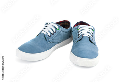 Men's shoes of cloth of blue color © SlayStorm